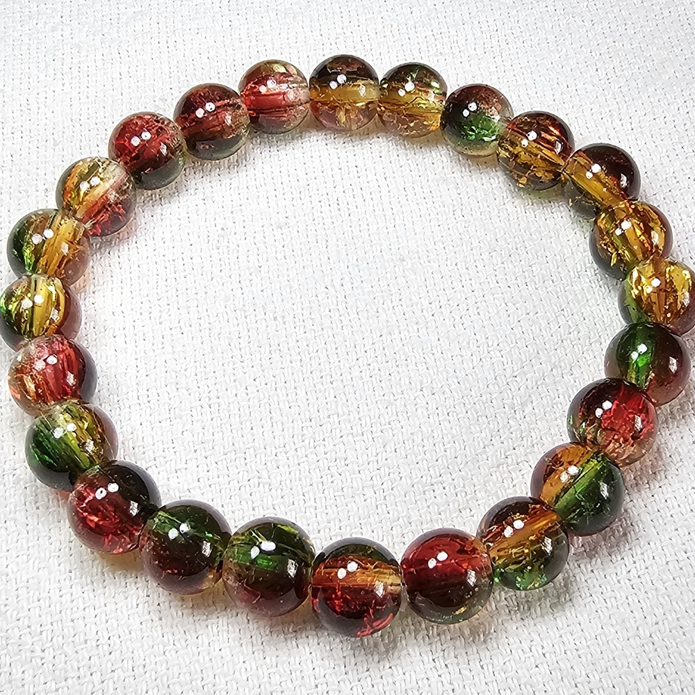 Red and Green Tourmaline Beaded Bracelet